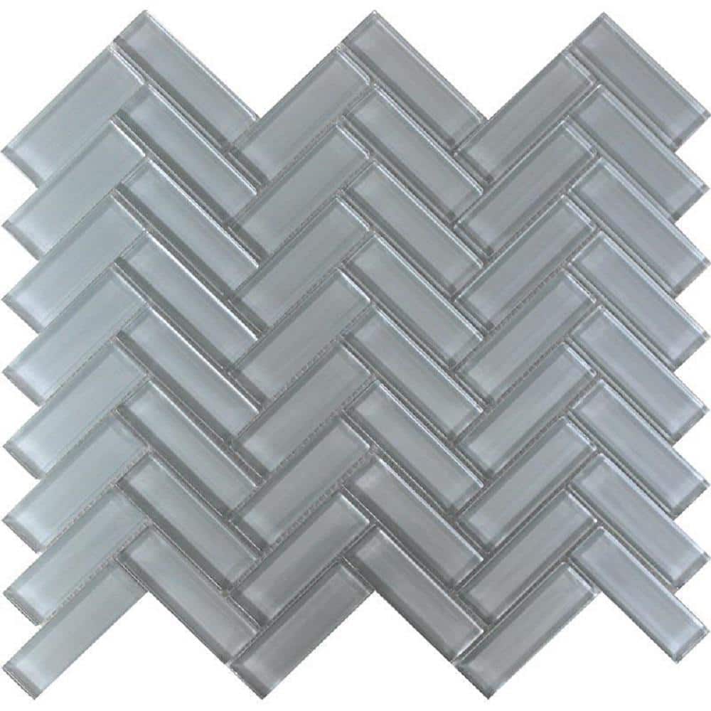 Gray 4 in. x 5 in. Polished Herringbone Glass Mosaic Tile Sample (0.13 sq. ft./Piece) price history on PriceWatchPro