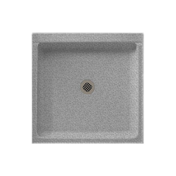 Swan 32 in. L x 32 in. W Alcove Shower Pan Base with Center Drain in Gray Granite