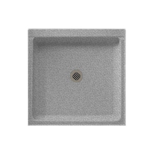 Swanstone 36 in. L x 36 in. W Alcove Shower Pan Base with Center Drain in Gray Granite