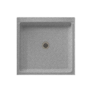 36 in. L x 36 in. W Alcove Shower Pan Base with Center Drain in Gray Granite