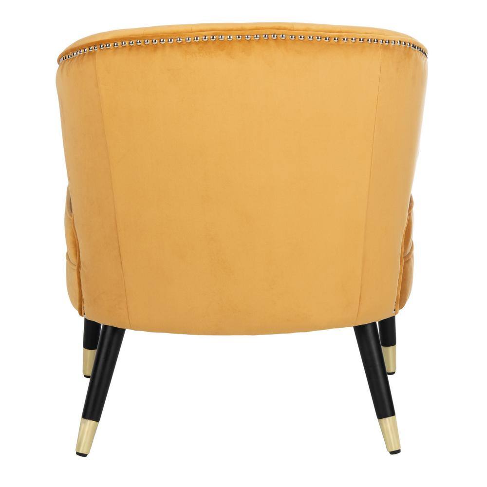 Stazia Marigold Velvet Wingback Armless Accent Chair with Gold Caps