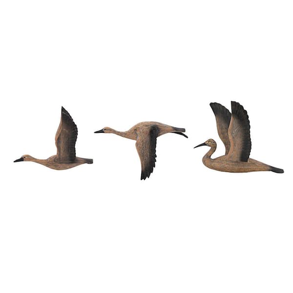 Unbranded 16. in. x 22.8 in. Brown Wood Reeds Migrating Bird Wall Decor Set for Home Art Decor (Set-3)