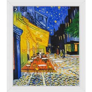 Cafe Terrace at Night by Vincent Van Gogh Galerie White Framed Architecture Oil Painting Art Print 24 in. x 28 in.