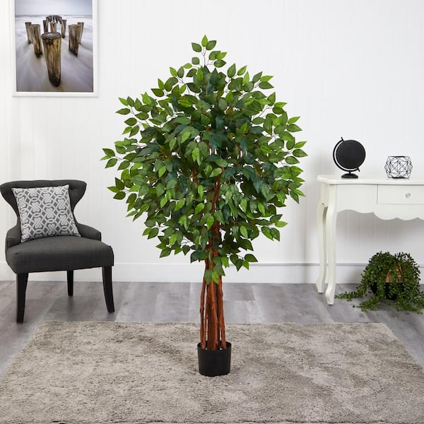 Nearly Natural 4.5 ft. Super Deluxe Ficus Artificial Tree with Natural Trunk