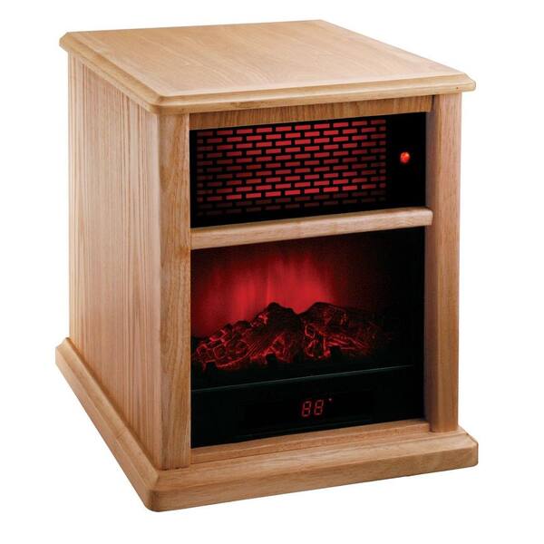 American Comfort 1500-Watt Solid Wood Infrared Fireplace Portable Heater - Oak