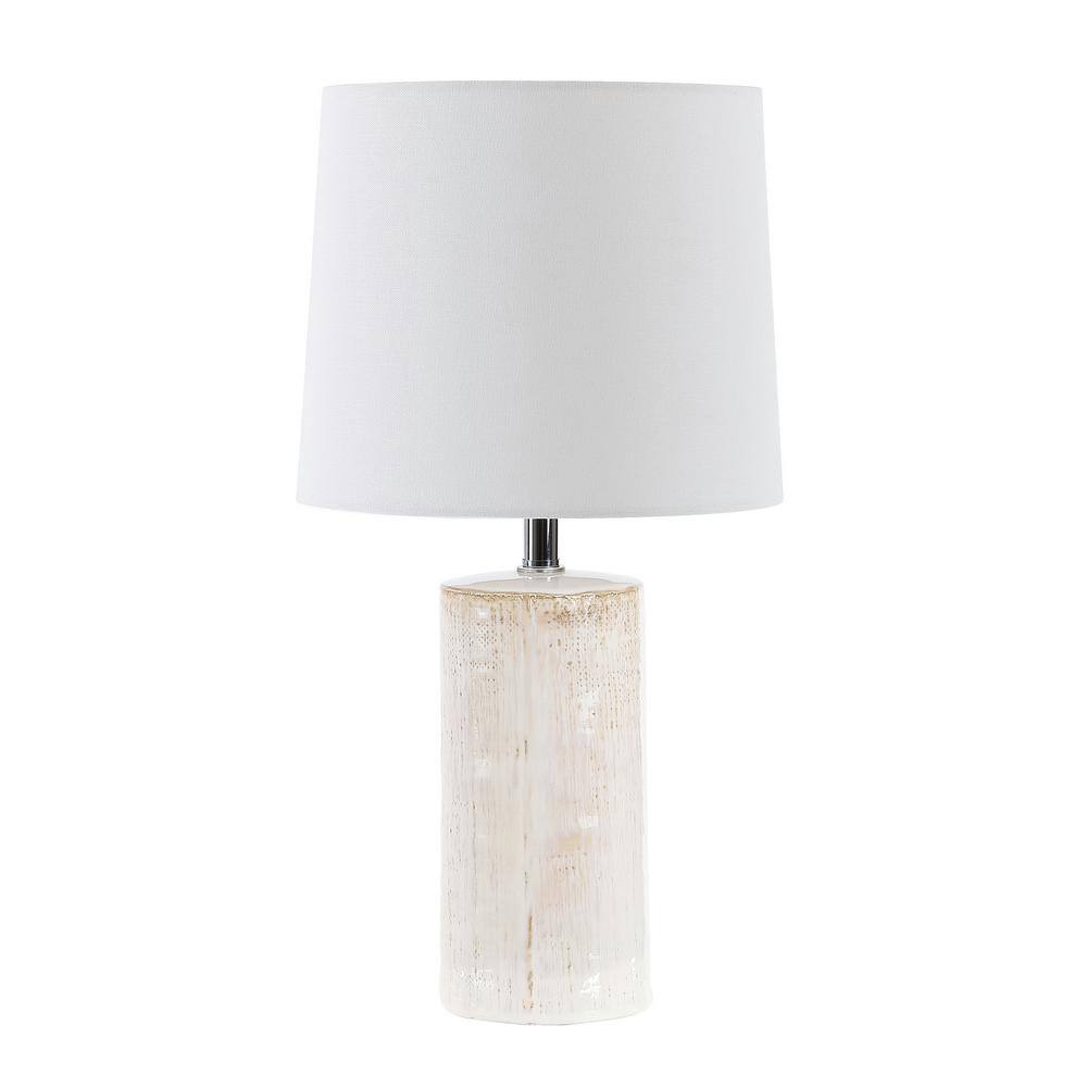 Ivory Ceramic 19-inch Table Lamp Set with White Shades
