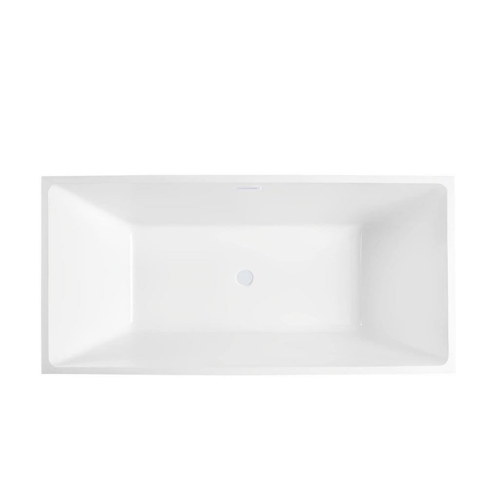 Pure White 59" Acrylic Freestanding Soaking Bathtub
