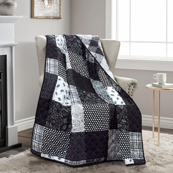 DONNA SHARP London Black Microfiber Throw Blanket