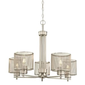 Morrison 5-Light Brushed Nickel Chandelier with Mesh Shades
