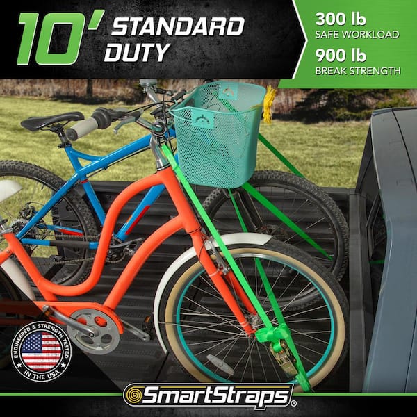 10 ft. x 1 in. Green Standard Ratchet Tie Down Straps with 300 lb. Safe Work Load - 4 pack