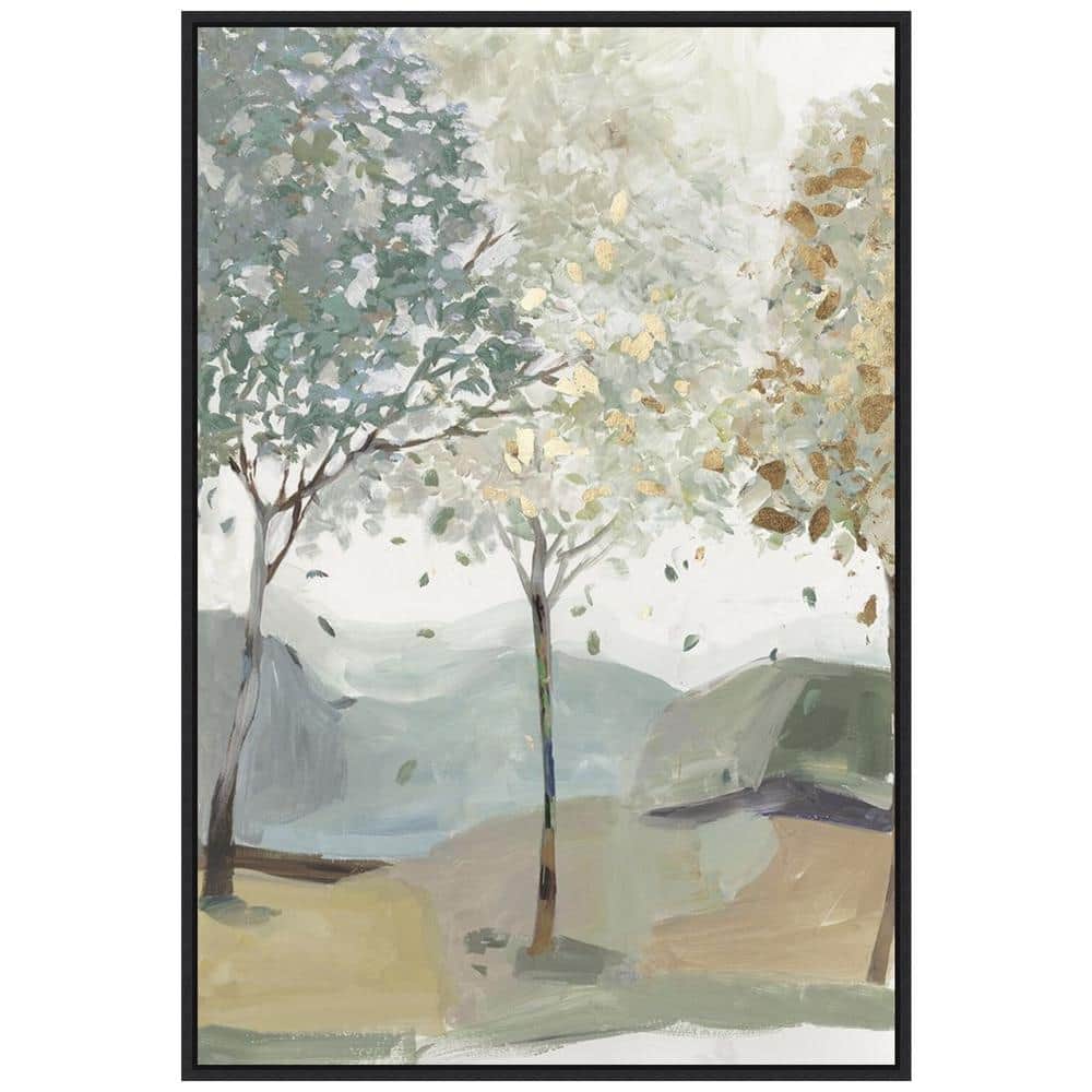 Amanti Art Breezy Landscape Trees III by Allison Pearce Canvas Wall Art Print Framed 23-in. x 33-in. in Black