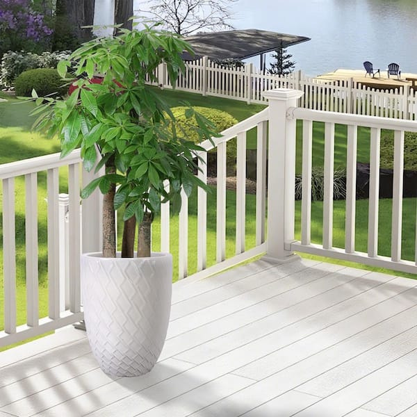Clement Large Milk White Ceramic Patio Outdoor Planter (16.54 in. W x 21.26 in. H)