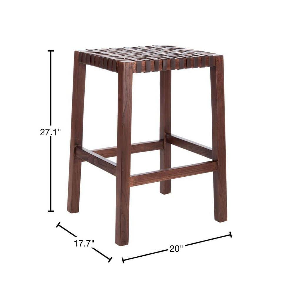 Capri 20'' Transitional Backless Brown Leather Wood Counter Stool