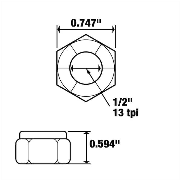Everbilt 1/2 in.-13 Zinc Plated Nylon Lock Nut (10-Pack) 807332