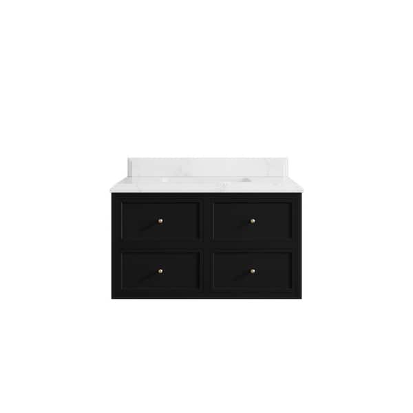 Willow Collections Roswell 36 in. Single Sink Freestanding Black Bath Vanity with Empira White Qt. Top Unassembled