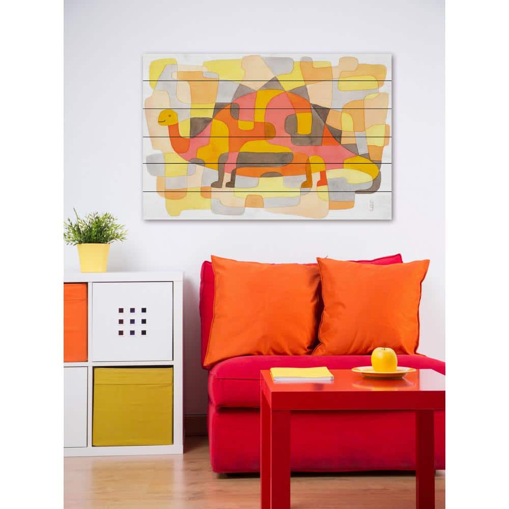30 in. H x 45 in. W Dinosaur 2 by Yolanta Gawlik Printed White Wood Wa