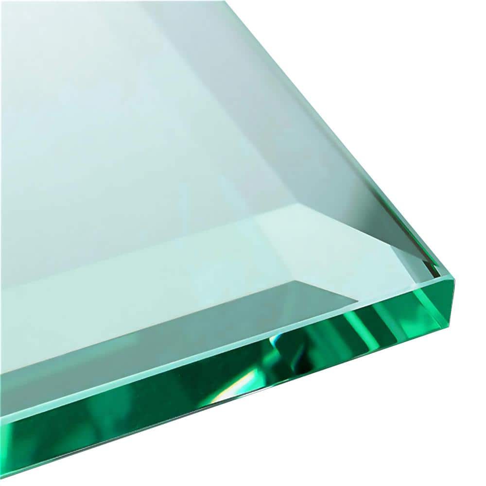 72'' Clear Tempered Glass Rectangle Tabletop with Beveled Edges