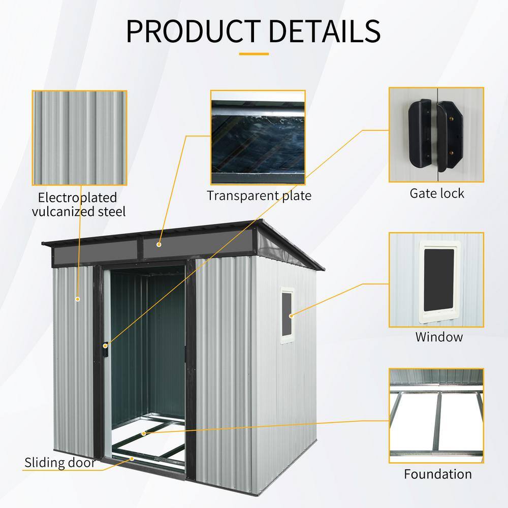 6 ft x 5 ft White Metal Garden Storage Shed with Window
