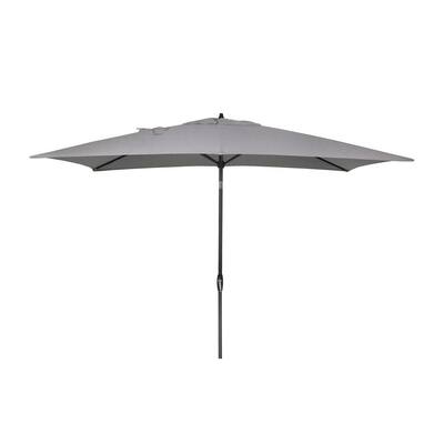 10 ft. x 6 ft. Aluminum Market Patio Umbrella in Stone Gray