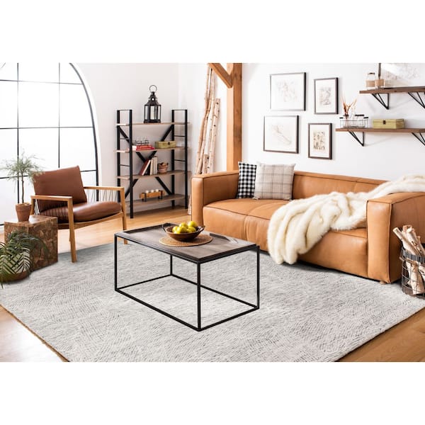 Metro 11 ft. x 15 ft. Dark Gray/Ivory Solid Color Abstract Area Rug
