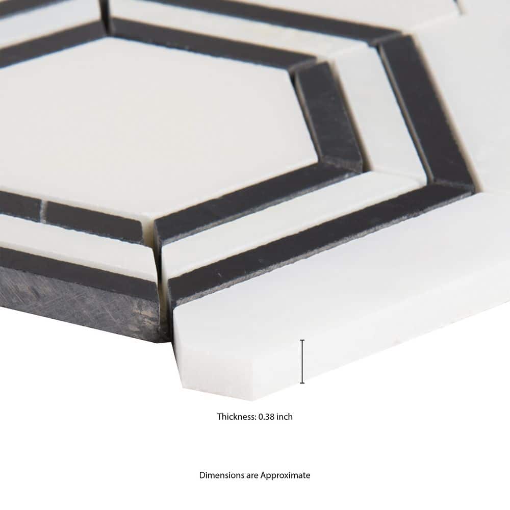Bianco Hexagon Polished Marble Mosaic Tile Sheet