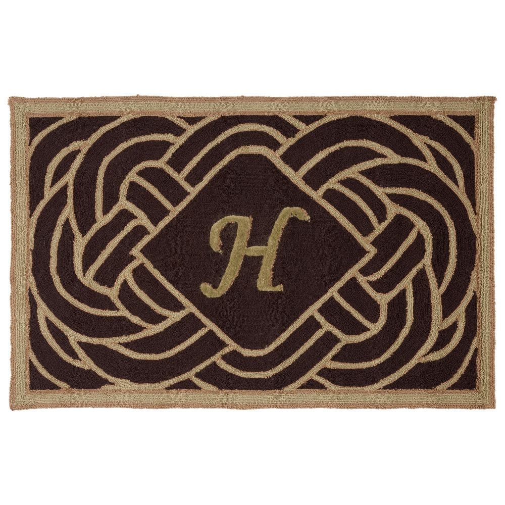 "Monogram Chocolate 3 ft. x 4 ft. ""H"" Ornate Swirl Indoor/Outdoor Area Rug" price history on PriceWatchPro