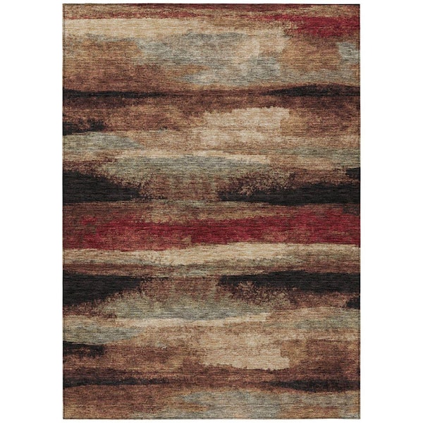 Chantille Machine Washable Indoor/Outdoor Abstract ACN942 Mocha 5 ft. x 7 ft. 6 in. Area Rug