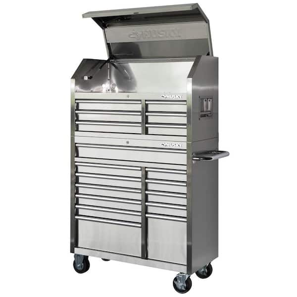 Husky 40 in. 18-Drawer Stainless Steel Tool Chest and Rolling Tool Cabinet Set