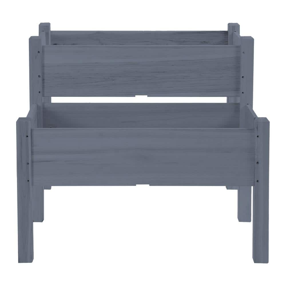 34in. x34in. x28in. Gray Raised Garden Bed, 2-Tier Elevated Wood Planter Bo