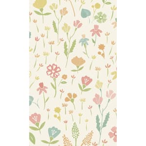 Pink Minimalist Floral Prints 57 sq. ft. Non-Woven Textured Non-pasted Double Roll Wallpaper