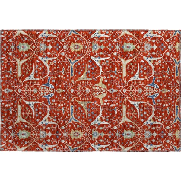 Mayfield Premium Machine Washable Abstract AMF2250 Red 2 ft. x 3 ft. Accent Rug