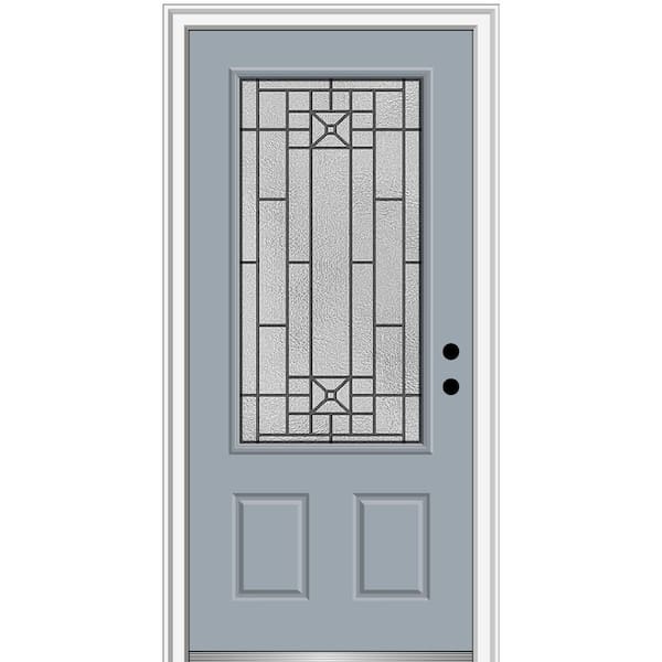 MMI Door 36 in. x 80 in. Courtyard Left-Hand 3/4-Lite Decorative Painted Fiberglass Smooth Prehung Front Door on 6-9/16 in. Frame