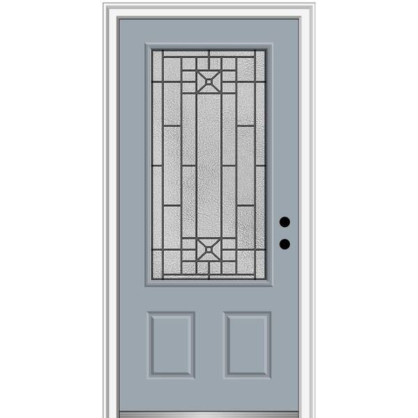 MMI Door 36 in. x 80 in. Courtyard Left-Hand 3/4-Lite Decorative Painted Fiberglass Smooth Prehung Front Door on 6-9/16 in. Frame