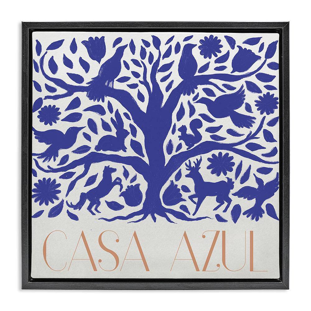 Casa Azul Blue Tree by Elizabeth Medley Black Floater Frame Animal Graphic Art Print 18 in. x 18 in. price history on PriceWatchPro