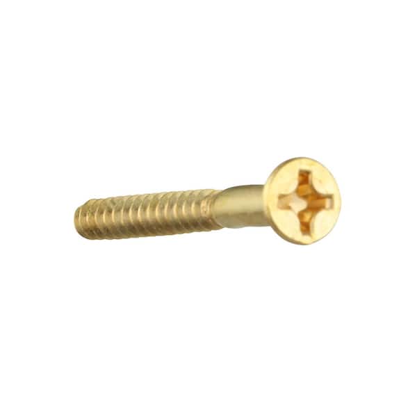 #10 x 2 in. Brass Phillips Flat Head Wood Screw (2-Pack)