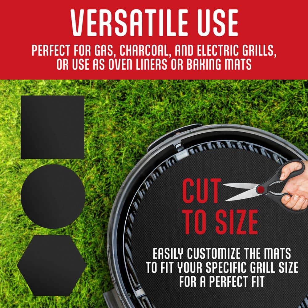 Black Heat-Resistant Non-Stick BBQ Grill Mat Set