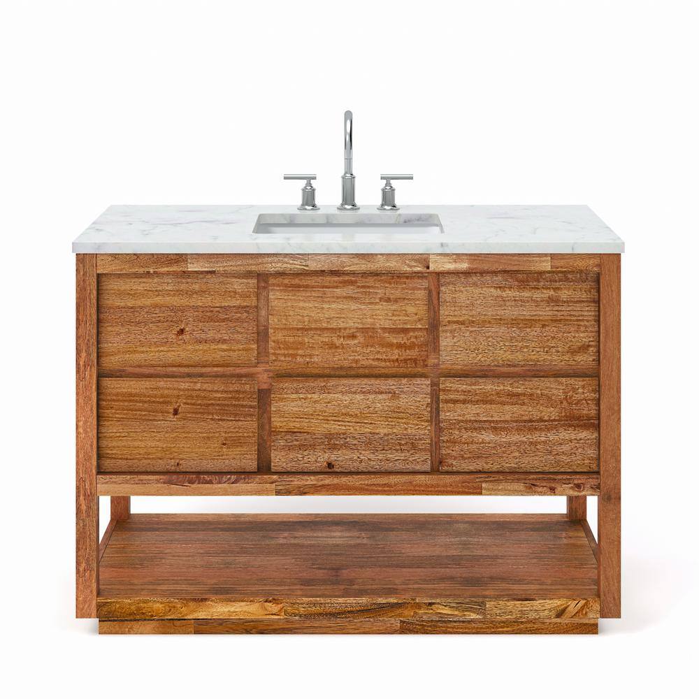 Oakman 48" Mango Wood Single Sink Vanity with Carrara Marble Top