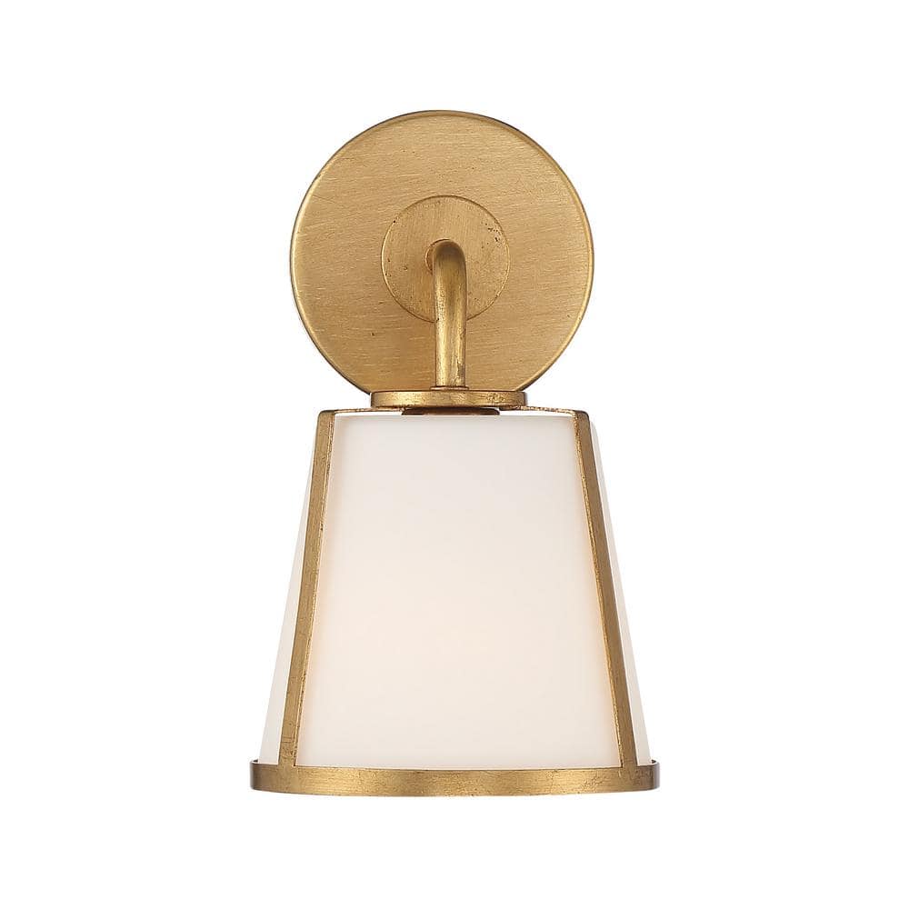 Antique Gold Fulton 1-Light Sconce with Etched Opal Shade