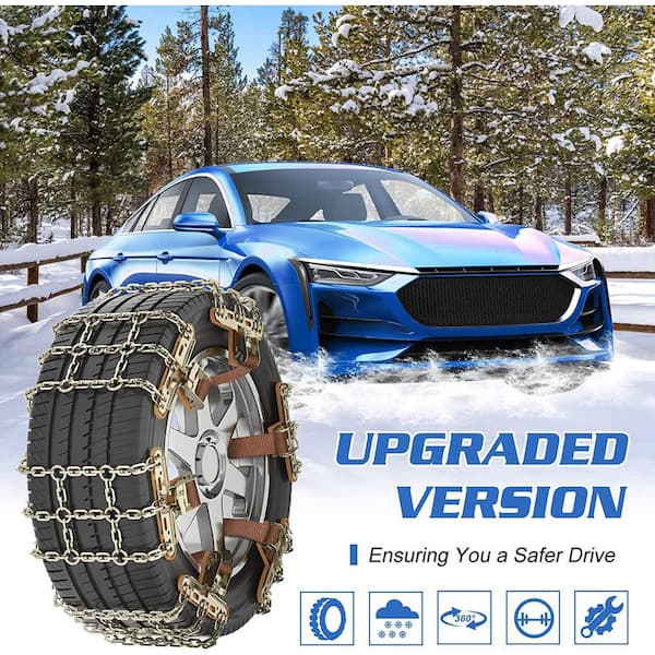 Upgraded Tire Chains, Car Snow Chains Emergency Anti-Skid Chains for Car,  Truck of Tire Width 215mm-285mm, T (6-Pack) Q1600077-T@1 - The Home Depot