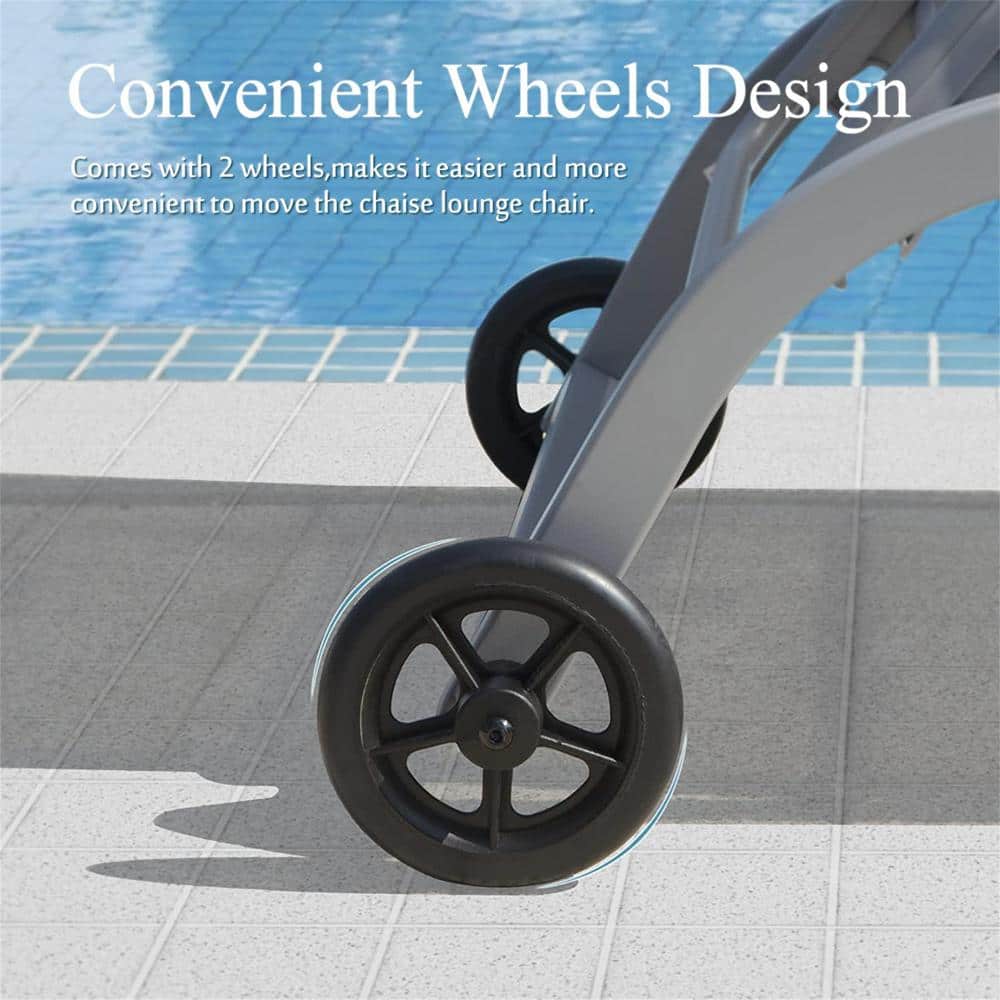 Close-up of the convenient wheel design on the chair frame.