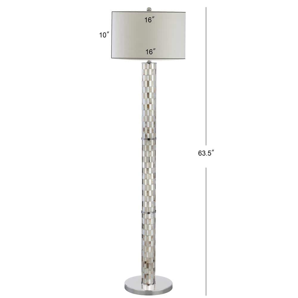 Liam 63.5" Seashell Mosaic LED Floor Lamp with White Linen Shade