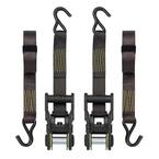 14 ft. Yellow Tactical Ratchet Tie Down Straps with 1,667 lb. Safe Work Load - 2 pack
