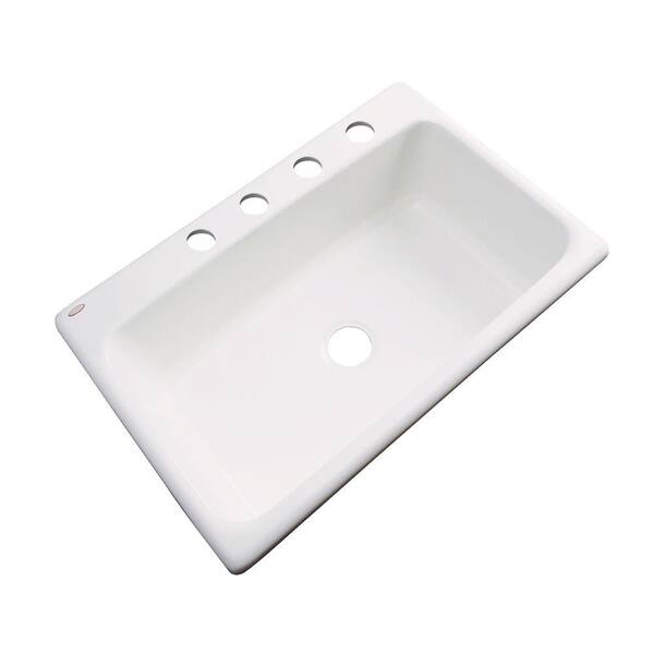 Thermocast Manhattan Drop-in Acrylic 33 in. 4-Hole Single Bowl Kitchen Sink in Biscuit