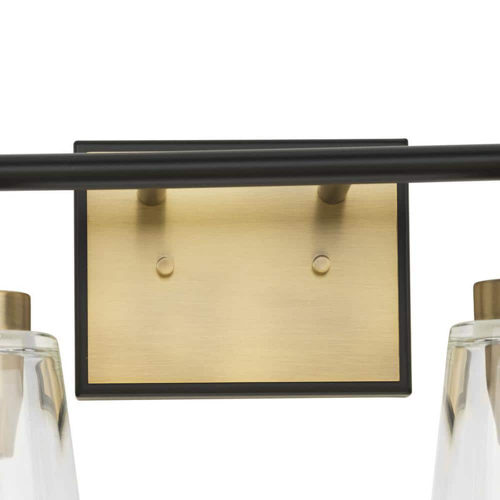 Cassell 4-Light Black and Brass Vanity Fixture with Clear Glass Shades