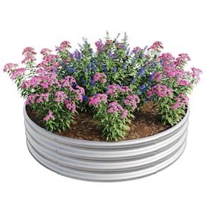 11.4 in. H Silver Metal Round Raised Garedn Bed, Backyard Patio Planter Raised Beds for Flowers, Herbs, Fruits