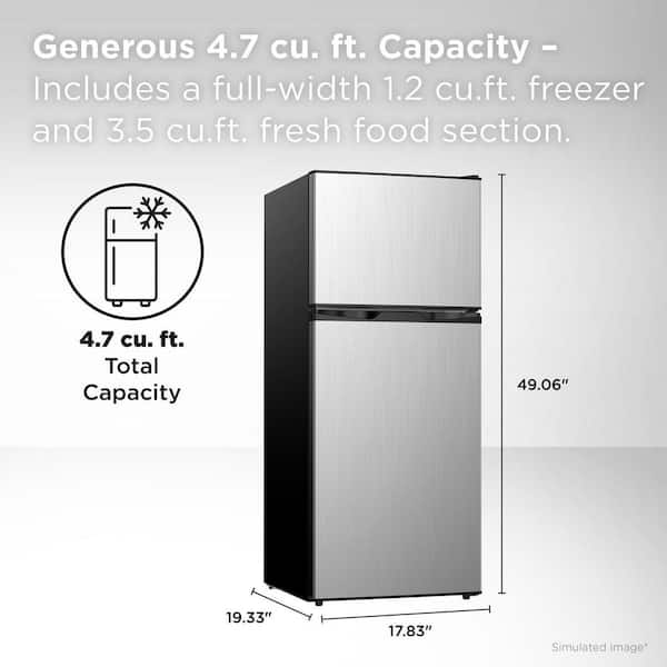 4.7 cu. ft. 2-Door Mini Refrigerator in Silver with Top Freezer