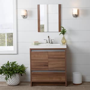 Oakes 31 in. W x 19 in. D x 34 in. H Single Sink Freestanding Bath Vanity in Caramel Mist with White Cultured Marble Top