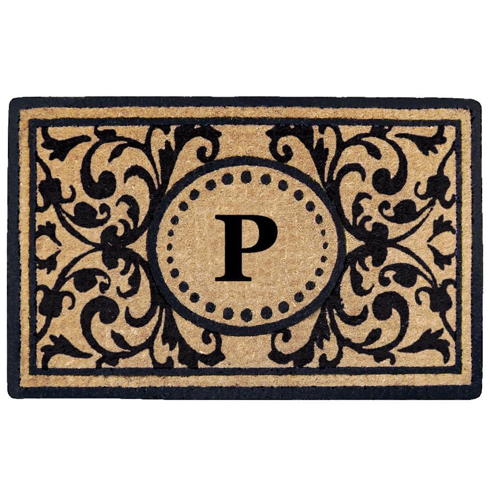 Heavy Duty Black 22 in. x  36 in. Coir Heritage Monogrammed P Indoor Outdoor Door Mat price history on PriceWatchPro