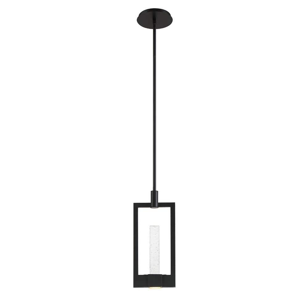 Black LED Mini Pendant with Clear Seeded Glass