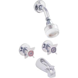 Basic-N-Brass Collection Compression 2-Handle 2-Spray Tub and Shower Faucet Set in Chrome (Valve Included)